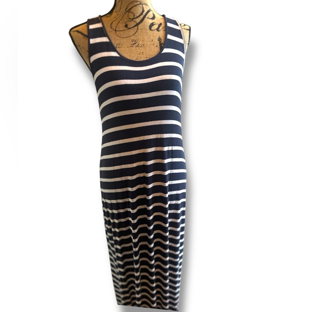 Sonoma Navy and White Striped Maxi Dress